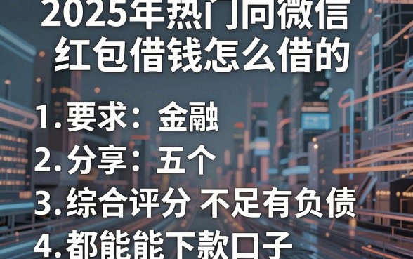 2025年热门向微信红包借钱怎么借的，分享五个综合评分不足有负债都能下款口子