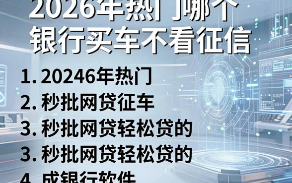 2026年热门哪个银行买车不看征信，罗列五个秒批网贷轻松贷的软件