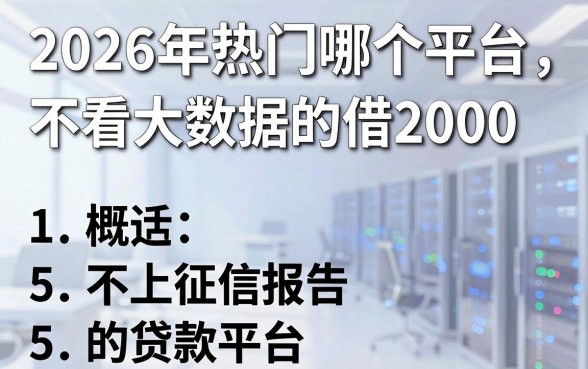 2026年热门哪个平台不看大数据的借2000,概括5个不上征信报告的贷款平台