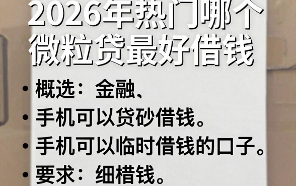 2026年热门哪个微粒贷最好借钱,概括五个手机可以临时借钱的口子