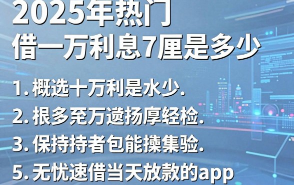 2025年热门借一万利息7厘是多少，概括五个无忧速借当天放款的app
