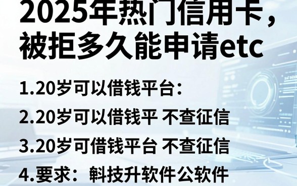 2025年热门信用卡被拒多久能申请etc，梳理5个20岁可以借钱平台不查征信的软件