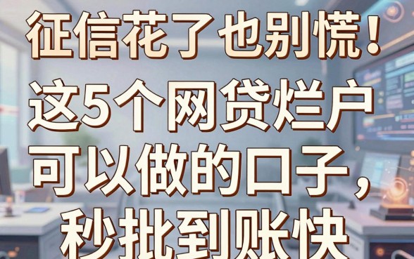 征信花了也别慌！这5个网贷烂户可以做的口子，秒批到账快