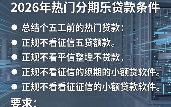 2026年热门分期乐贷款条件,总结五个正规不看征信的小额贷款软件