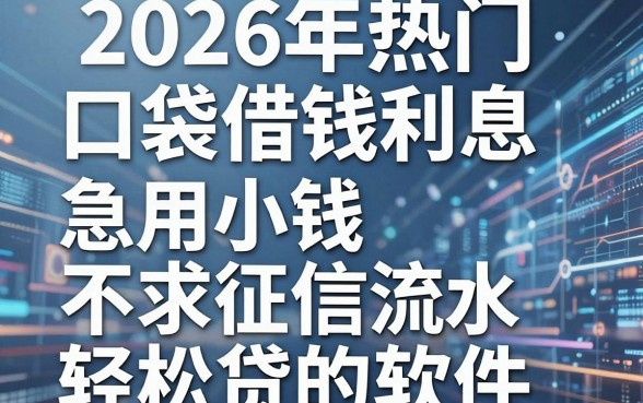 2026年热门口袋借钱利息,梳理五个急用小钱不求征信流水轻松贷的软件