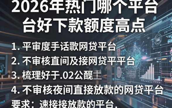 2026年热门哪个平台好下款额度高点,梳理五个不审核夜间直接放款的网贷平台