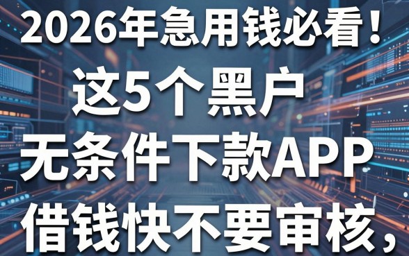 2026年急用钱必看！这5个黑户无条件下款APP，借钱快不要审核