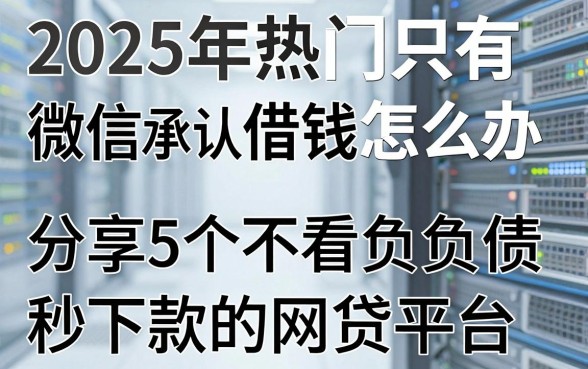 2025年热门只有微信承认借钱怎么办,分享5个不看负债秒下款的网贷平台