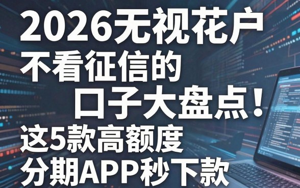2026无视花户不看征信的口子大盘点！这5款高额度分期APP秒下款