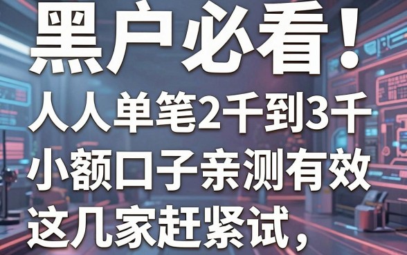 黑户必看！人人单笔2千到3千小额口子亲测有效，这几家赶紧试