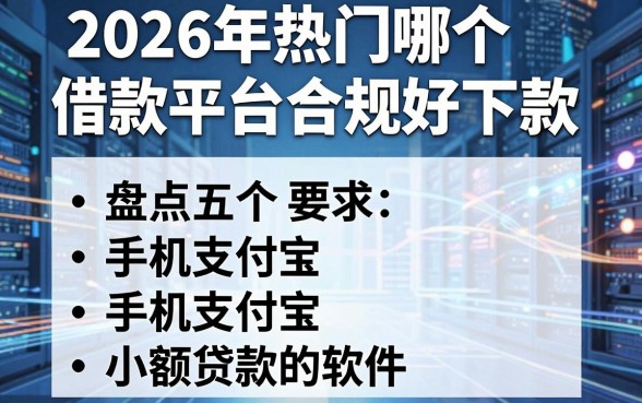 2026年热门哪个借款平台合规好下款,盘点五个手机支付宝小额贷款的软件