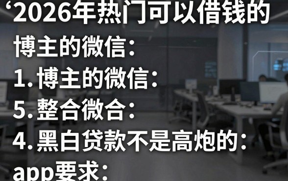 2026年热门可以借钱的博主的微信，整合5个黑白贷款不是高炮的app