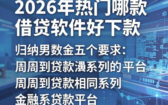 2026年热门哪款借贷软件好下款,归纳五个周周到贷款相同系列的平台