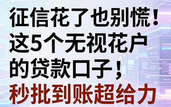 征信花了也别慌！这5个无视花户的贷款口子，秒批到账超给力