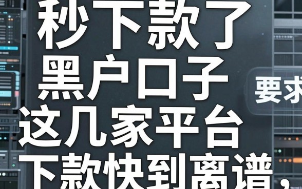 秒下款了黑户口子，这几家平台下款快到离谱！