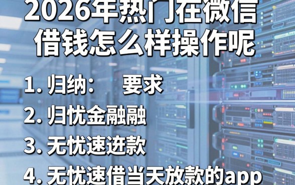 2026年热门在微信借钱怎么样操作呢,归纳五个无忧速借当天放款的app