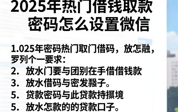 2025年热门借钱取款密码怎么设置微信,罗列五个放水的贷款口子