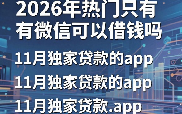 2026年热门只有微信可以借钱吗,整合五个11月独家贷款的app