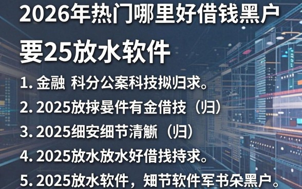 2026年热门哪里好借钱黑户,归纳五个2025放水软件