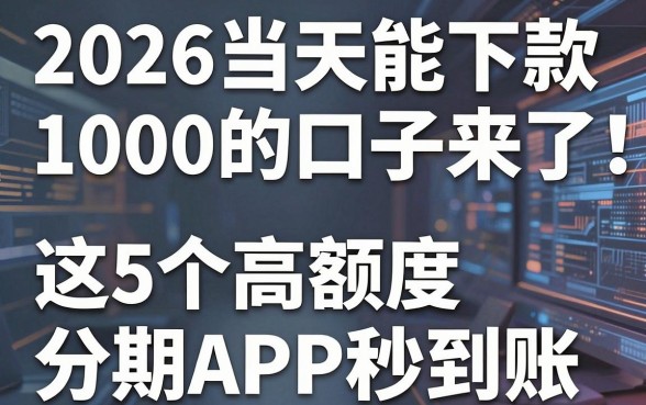 2026当天能下款1000的口子来了！这5个高额度分期APP秒到账