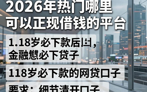 2026年热门哪里可以正规借钱的平台，梳理五个18岁必下款的网贷口子