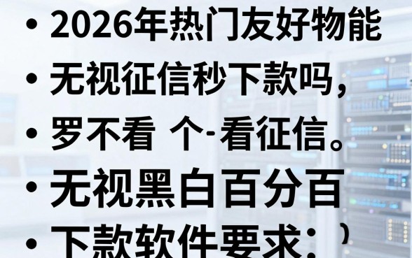 2026年热门友好物能无视征信秒下款吗，罗列五个不看征信无视黑白百分百下款软件