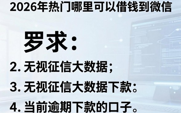 2026年热门哪里可以借钱到微信,罗列5个无视征信大数据当前逾期下款的口子