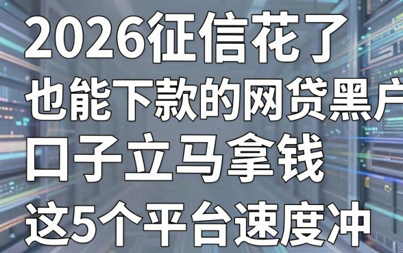 2026征信花了也能下款的网贷黑户口子立马拿钱，这5个平台速度冲！