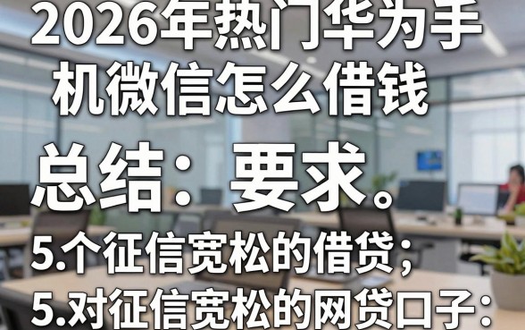 2026年热门华为手机微信怎么借钱，总结5个对征信宽松的网贷口子