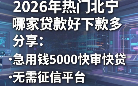 2026年热门北宁哪家贷款好下款多,分享五个急用钱5000快审快贷无需征信平台