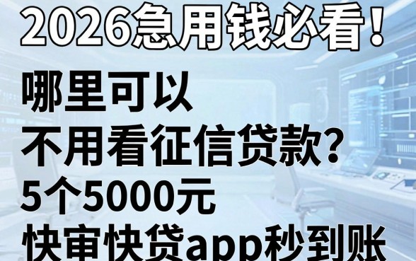 2026急用钱必看！哪里可以不用看征信贷款？这5个5000元快审快贷APP秒到账