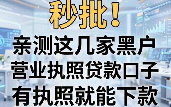 秒批!亲测这几家黑户营业执照贷款口子,有执照就能下款!