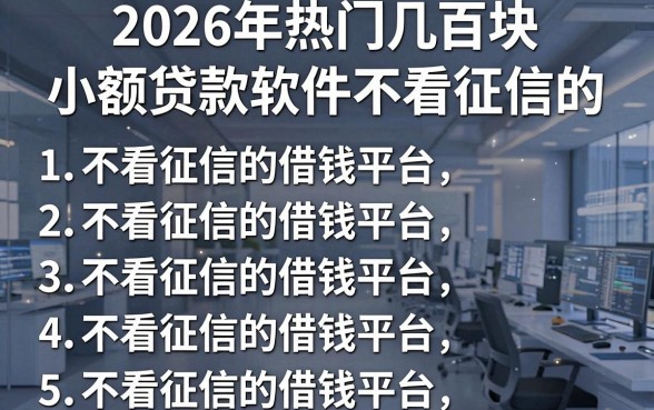 2026年热门几百块的小额贷款软件不看征信的,罗列5个不看征信的借钱平台