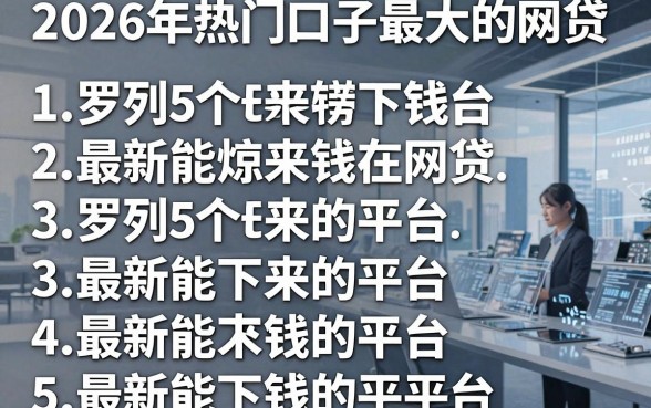 2026年热门口子最大的网贷,罗列5个最新能下来钱的平台