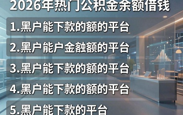 2026年热门公积金余额借钱,整合五个黑户能下款的平台