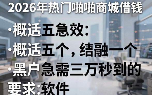 2026年热门啪啪商城借钱，概括五个黑户急需三万秒到的的软件