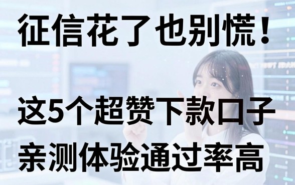 征信花了也别慌！这5个超赞下款口子，亲测体验通过率高
