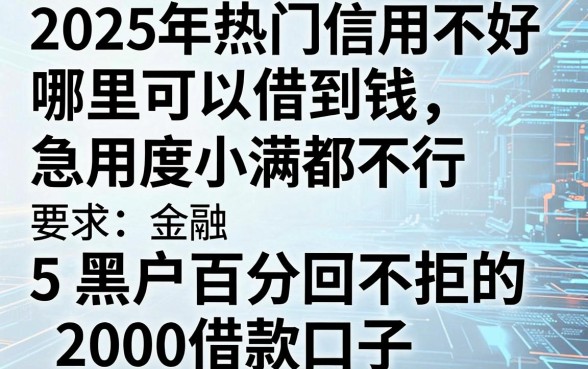 2025年热门信用不好哪里可以借到钱急用度小满都不行,整理5个黑户百分百不拒的2000借款口子