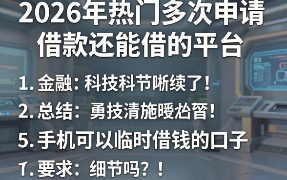2026年热门多次申请借款还能借的平台，总结5个手机可以临时借钱的口子