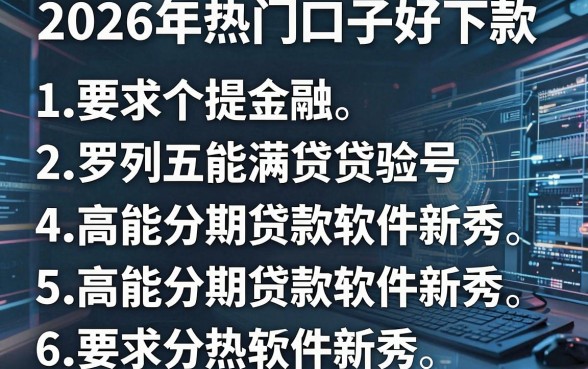 2026年热门口子好下款,罗列五个高能分期贷款软件新秀