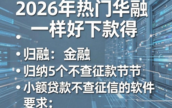 2026年热门华融一样好下款得，归纳5个小额贷款不查征信的软件