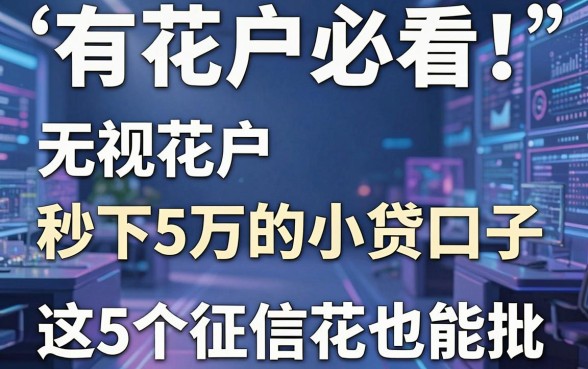 有花户必看！无视花户秒下5万的小贷口子，这5个征信花也能批