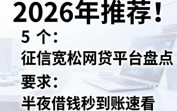 2026年推荐!5个征信宽松网贷平台盘点,半夜借钱秒到账速看
