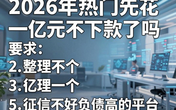 2026年热门先花一亿元不下款了吗,整理5个征信不好负债高的平台