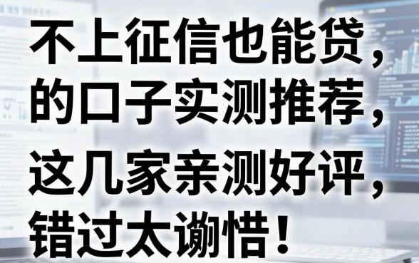 不上征信也能贷的口子实测推荐，这几家亲测好评，错过太可惜！