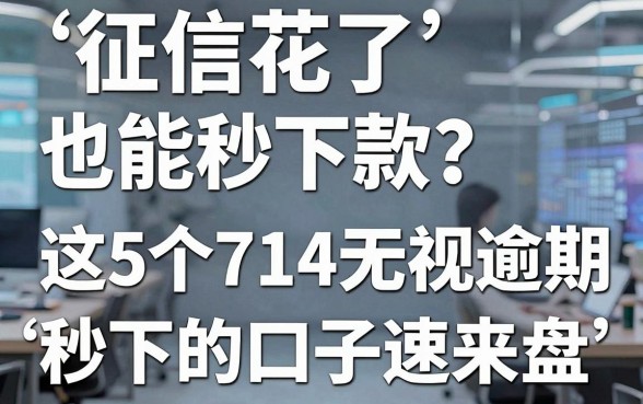 征信花了也能秒下款?这5个714无视逾期秒下的口子速来盘!