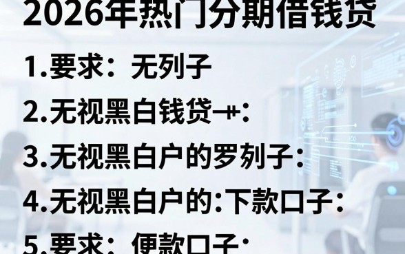 2026年热门分期借钱贷，罗列5个无视黑白户的下款口子