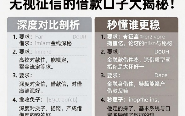 无视征信的借款口子大揭秘!深度对比剖析,秒懂谁更稳