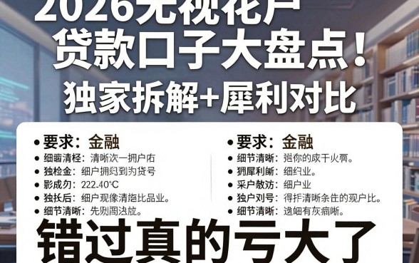 2026无视花户贷款口子大盘点！独家拆解+犀利对比，错过真的亏大了