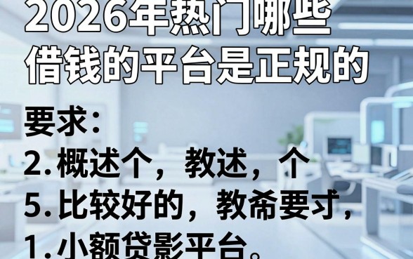 2026年热门哪些借钱的平台是正规的,概括5个比较好的小额贷款平台